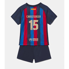 Barcelona Andreas Christensen #15 kläder Barn 2022-23 Hemmatröja Kortärmad (+ korta byxor)